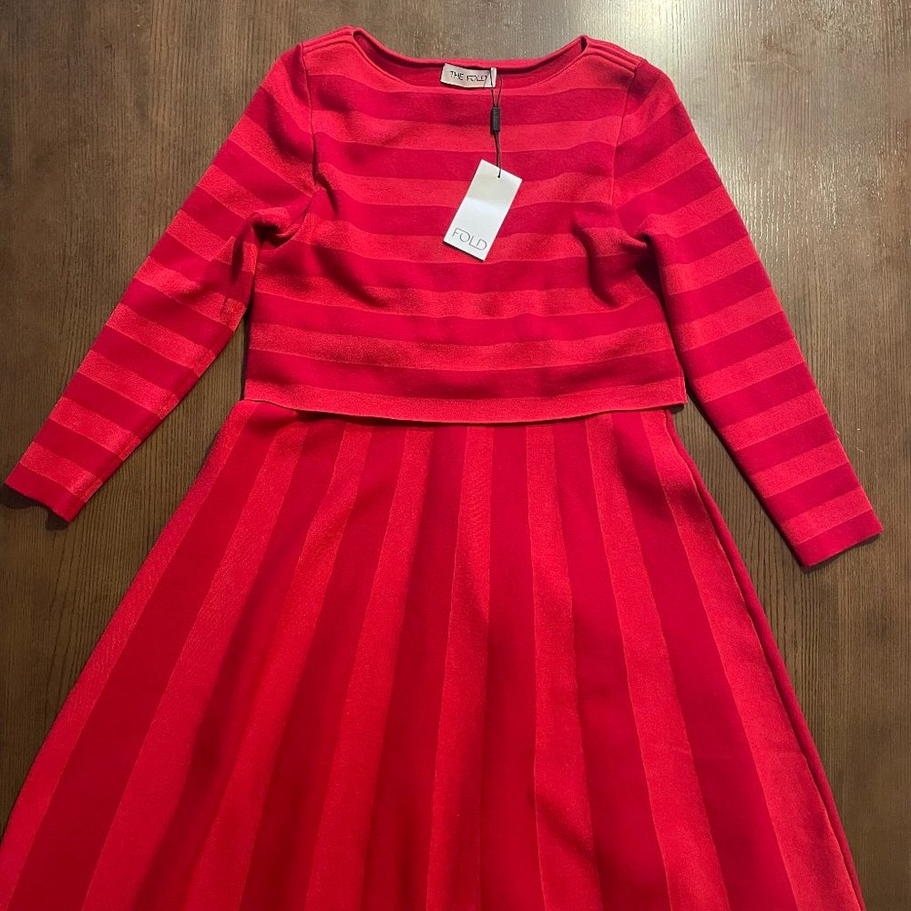 The Fold London Structured Knit Red Dress Size L *NEVER WORN*